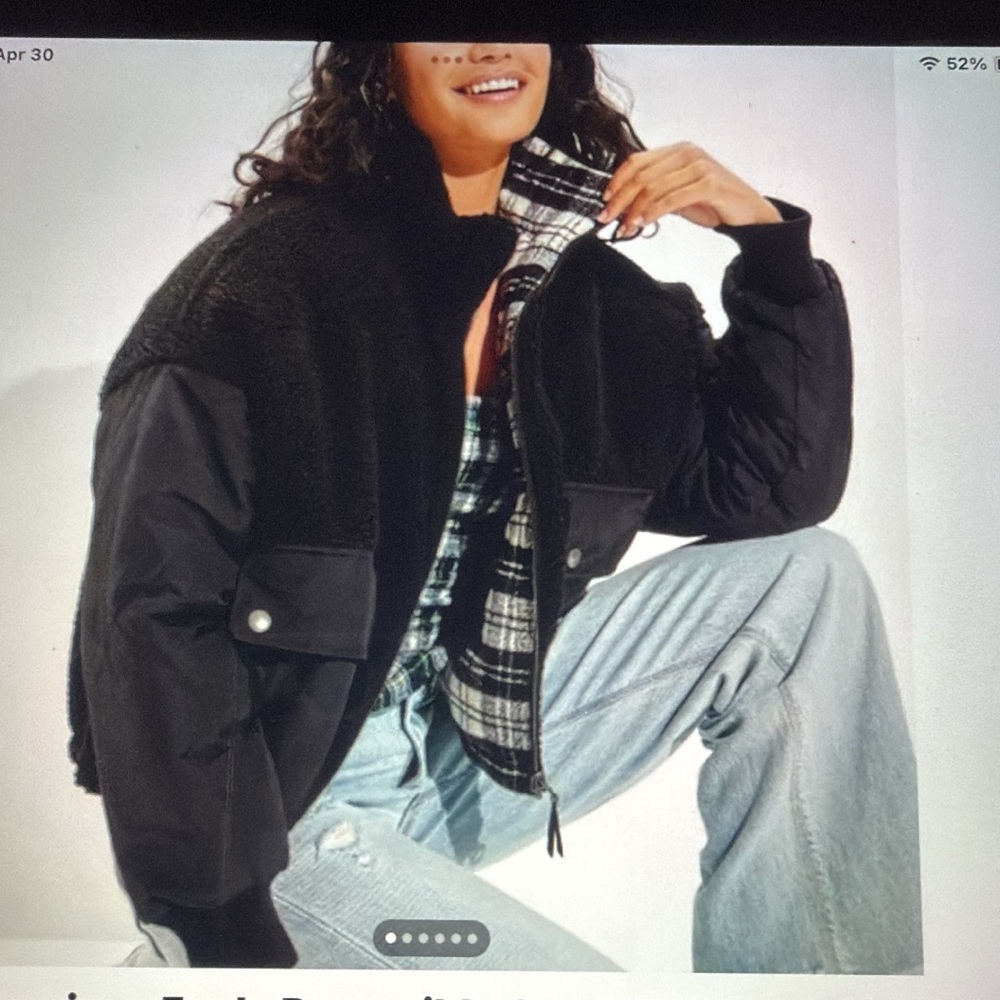 American Eagle Outfitters Black Teddy Reversible Jacket